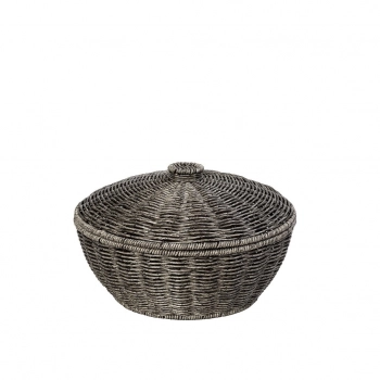 Καλάθι Με Καπάκι Ψάθινο Γκρι ESPIEL 23x23x15εκ. KOD243