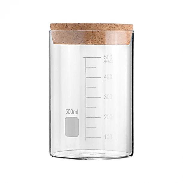 Δοχείο Αποθήκευσης Γυάλινο Διάφανο Με Καπάκι Φελλού 500ml-10x10x15εκ. Estia 01-25076