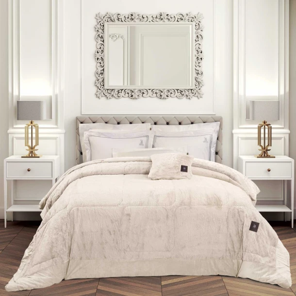 Κουβερτοπάπλωμα Faux Fur King 240x250εκ. Premium 3962 Ivory Greenwich Polo Club