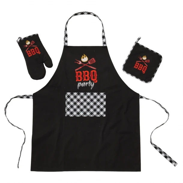 Σετ Κουζίνας 3τμχ Βαμβακερό Kitchen 0862 Black Das Home