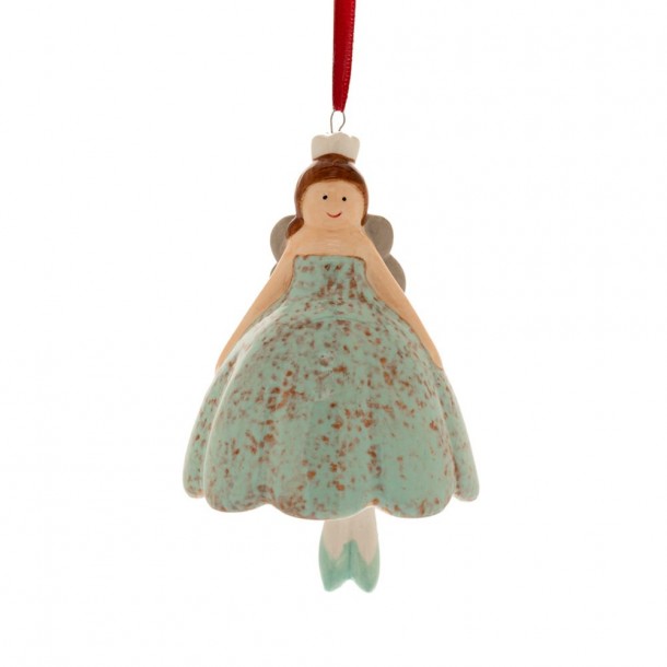 Χριστουγεννιάτικη Μπαλαρίνα Κρεμαστή Κεραμική Σιέλ 8x10εκ. iliadis 86574