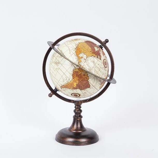 Διακοσμητική Επιτραπέζια Υδρόγειος Μεταλλική Χρυσή-Μπεζ 18x16x30εκ. ESTHETI 752-19028