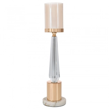 Κηροπήγιο Γυάλινο-Μεταλλικό-Μαρμάρινο Χρυσό 13x55εκ. iliadis 91775