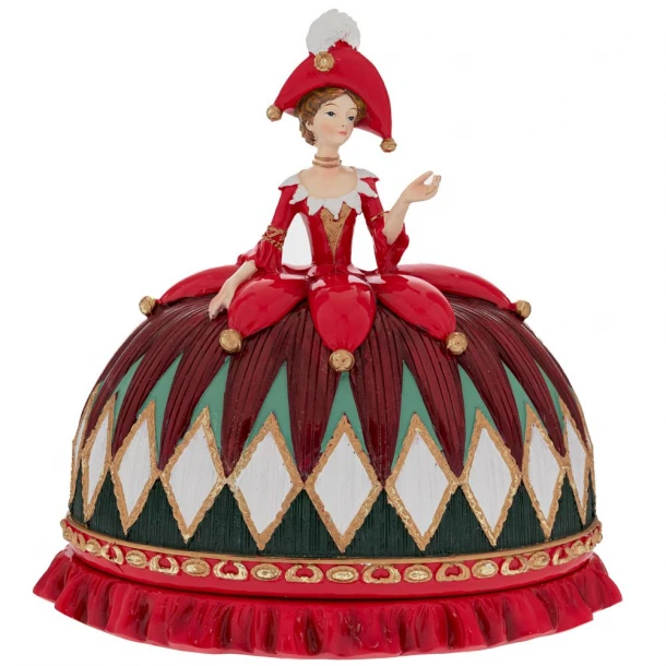 Χριστουγεννιάτικη Μπισκοτιέρα Βασίλισσα Polyresin Κόκκινη 26,5x17x26εκ. iliadis 90789