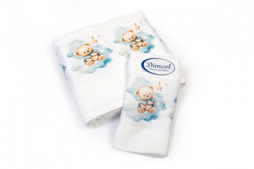 Σετ Πετσέτες 2τμχ Μπεμπέ Βαμβακερές Cute Bear 302 White DimCol