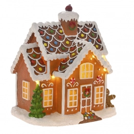 Χριστουγεννιάτικο Διακοσμητικό Σπίτι Με Φως Polyresin 25x17x27εκ. iliadis 82358