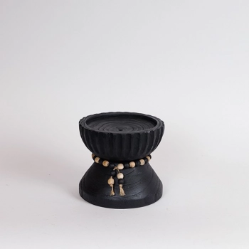 Κηροπήγιο Ξύλινο Μαύρο 17x15εκ. ESTHETI 819-00686