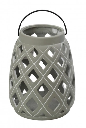 Φανάρι Κεραμικό Γκρι 19,5x19,5x25εκ. ESPIEL ERT363