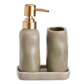 Σετ Μπάνιου 3τμχ Stoneware Sand 7530U MRShome 0093004