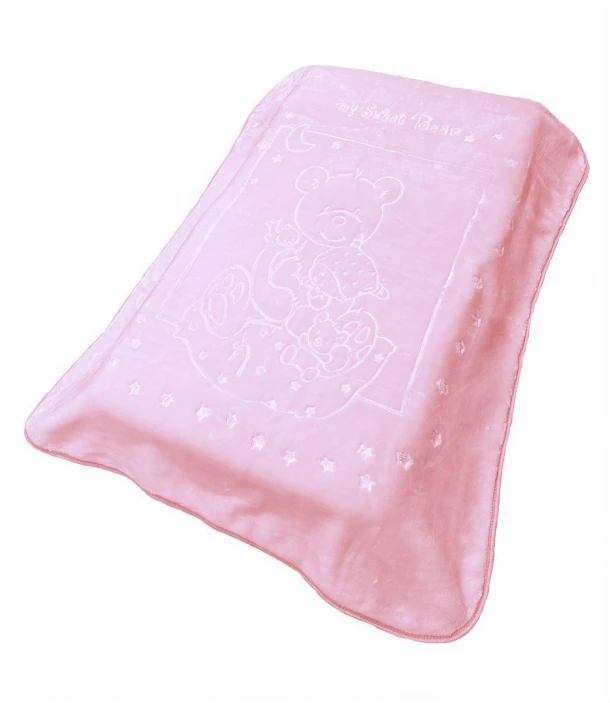 Κουβέρτα Κούνιας Βελουτέ Polyester 110x140εκ. Sweet Bear 12 Baby Pink DimCol