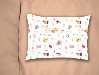 Μαξιλαροθήκη Bebe Φάκελος Βαμβακερή 35x45εκ. Forest Animals 571 White-Pink DimCol
