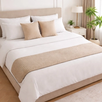 Διακοσμητικό Runner Κρεβατιού Polyester 55x250εκ. Omnia Greige Melinen 20005732