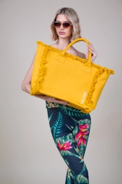 Τσάντα Θαλάσσης Βαμβακερή 40x20x35εκ. Caribbean Mustard Feel and Touch