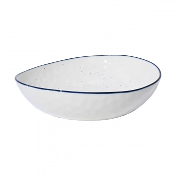 Πιάτο Βαθύ Φαγητού Πορσελάνης Λευκό-Μπλε 20εκ. Pebbles Estia 07-37147