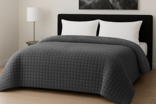 Κουβερτοπάπλωμα Flannel Comfort Μονό 160x220εκ. Rib Cut Dark Grey Le Blanc 7001044-24