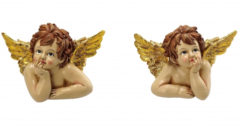 Σετ 2τμχ Αγγελάκια Polyester Με Χρυσά Φτερά Royal Art 17x9x12εκ. STA061