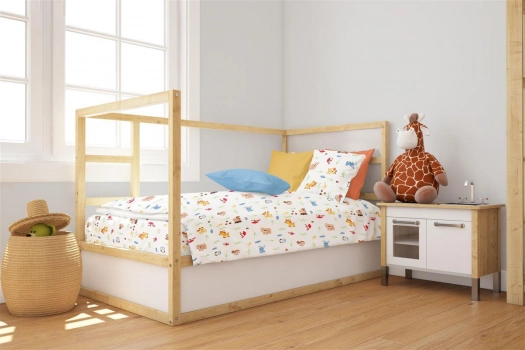 Πάπλωμα Φανελένιο Κούνιας 120x160εκ. Forest Animals 070 White-Sky Blue DimCol