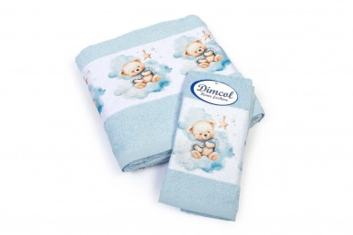 Σετ Πετσέτες 2τμχ Βαμβακερές Cute Bear 301 Sky Blue DimCol
