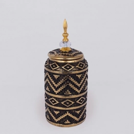 Βάζο Με Καπάκι Κεραμικό Μαύρο-Χρυσό 15x35,5εκ. ESTHETI 752-20356