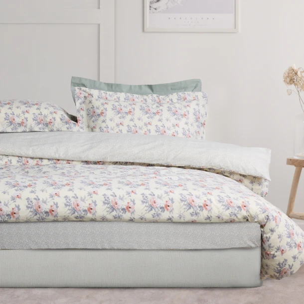 Σετ Σεντόνια Polycotton Μονά Με Λάστιχο 120x200+35εκ. Casual 5442 Grey-Ivory Das Home