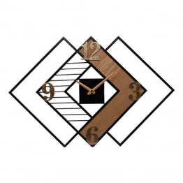 Ρολόι Τοίχου Ξύλινο-Μεταλλικό Natural-Χρυσό-Μαύρο 63x3,5x42,5εκ. ESTHETI 813-10004