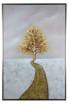 Πίνακας Καμβάς Με Κορνίζα Δέντρο Χρυσός 60x3x90εκ. Zen Collection 24.26.49813