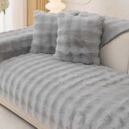 Ανώστρωμα Για Διθέσιο Καναπέ Faux Fur 70x180εκ. Biscuit Silver Melinen 20006656
