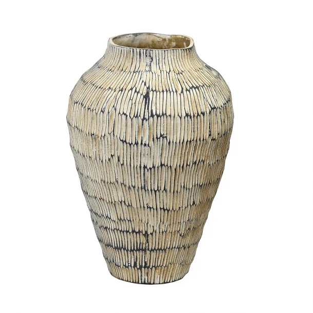 Βάζο Κεραμικό Μπεζ ESPIEL 25x25x35,5εκ. TAS238