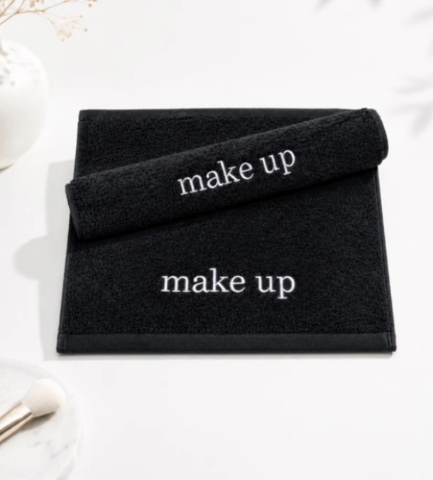 Πετσέτα Βαμβακερή Make Up New 30x30εκ. Plain Line Black