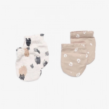 Σετ 2 Ζεύγη Γαντάκια Βαμβακερά Νεογέννητου Printed/Cream Minene 22130005560OS