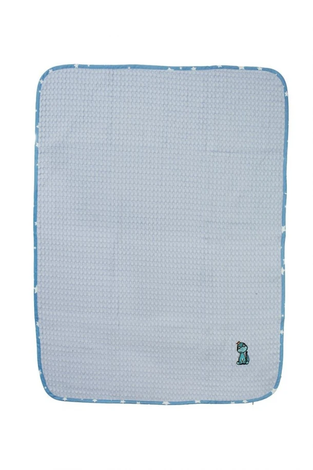 Κουβέρτα Πικέ Κούνιας 100x160εκ. Με Κέντημα Dinosaur 179 Sky Blue DimCol