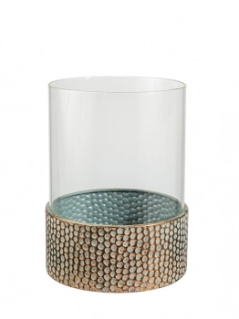 Κηροπήγιο Μεταλλικό Χρυσό Με Γυαλί 14,5x14,5x23,5εκ. Zen Collection 25.55.52287