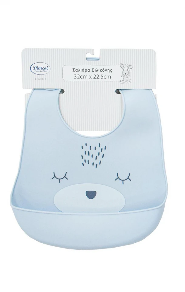 Σαλιάρα Σιλικόνης Με Κουμπί Και Τσέπη 22,5x32εκ. 17 Sky Blue Dimcol