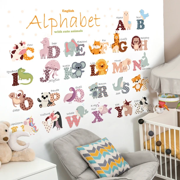 Αυτοκόλλητα Τοίχου Animal Alphabet 100x65εκ. Sipo SIP-WS63050