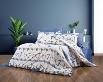 Σετ Σεντόνια 3τμχ Polycotton Μονά 160x240εκ. Δαρεία 489 White-Blue DimCol