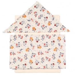 Σετ Σεντόνια 3τμχ Βαμβακερά Κούνιας 100x160εκ. Numbers Terracotta 27981