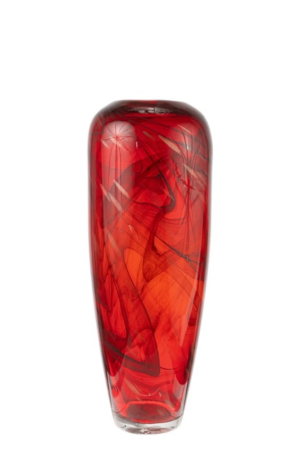 Βάζο Χειροποίητο Γυάλινο Κόκκινο-Χρυσό 17x17x45εκ. Zen Collection 24.20.50949