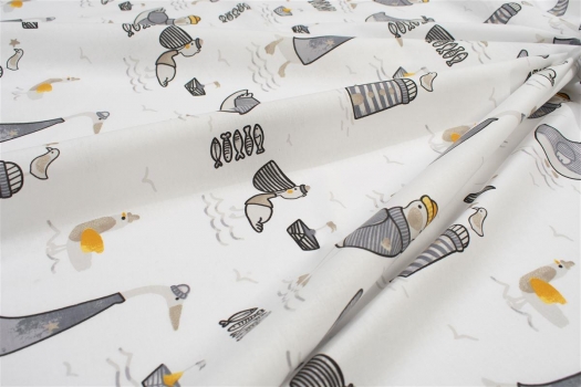 Πάνα Χασέ Βαμβακερή 80x80εκ. Seabirds 578 White-Grey DimCol