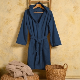 Μπουρνούζι Ενηλίκων Βαμβακερό Small Bloom Navy Blue Melinen 20003828