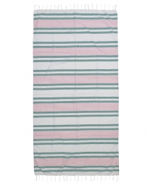 Πετσέτα Θαλάσσης Pestemal Βαμβακερή Λευκή-Ροζ-Πράσινη 90x180εκ. ble 5-46-509-0035