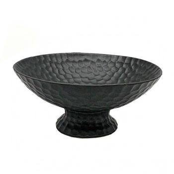 Διακοσμητική Πιατέλα Με Πόδι Κεραμική Μαύρη Art Et Lumiere 30x12εκ. 30514