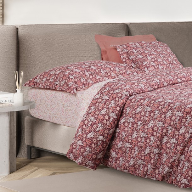 Σετ Σεντόνια Polycotton Υπέρδιπλα Με Λάστιχο 170x200+35εκ. Casual 5433 Bordeaux-Nude Das Home