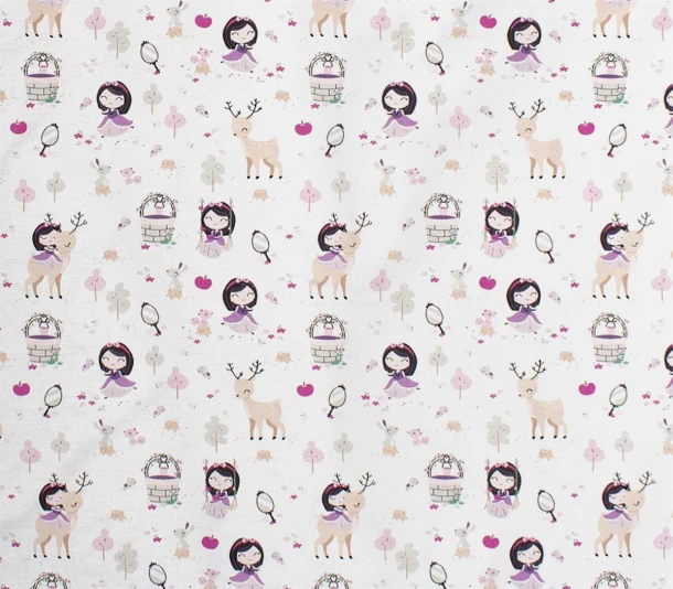 Πάνα Χασέ Βαμβακερή 80x80εκ. Lily & Deer 179 White-Pink DimCol