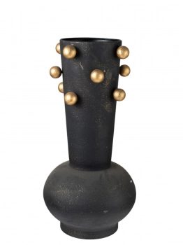 Βάζο Μεταλλικό Αντικέ Μαύρο Με Μπίλιες Χρυσές 20x20x39,5εκ. Zen Collection 25.3.51379