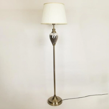 Φωτιστικό Επιδαπέδιο Μεταλλικό-Γυάλινο Με Μεταξένιο Καπέλο Ασημί-Λευκό 43,5x166εκ. ESTHETI 757-11018