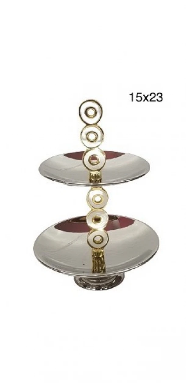 Ορντερβιέρα 2 Όροφη Ανοξείδωτη Ασημί-Χρυσό-Λευκό Φ15x23εκ. Capolavoro 21.000.1212