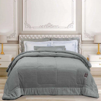 Κουβερτοπάπλωμα Velvet-Faux Fur King 240x250εκ. Premium 3967 Grey Greenwich Polo Club