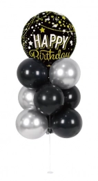 Σετ Μπαλόνια 12τμχ Happy Birthday Μαύρο-Ασημί-Χρυσό 2437454