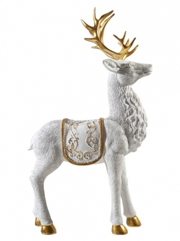 Χριστουγεννιάτικος Διακοσμητικός Τάρανδος Polyester Λευκός-Χρυσός 20x7,6x33,7εκ. Zen Collection 25.42.51978