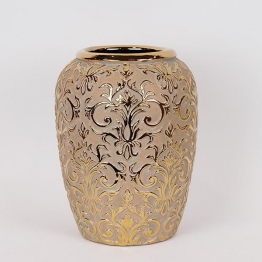 Βάζο Κεραμικό Μπεζ-Χρυσό 24x24x31,5εκ. ESTHETI 819-00137